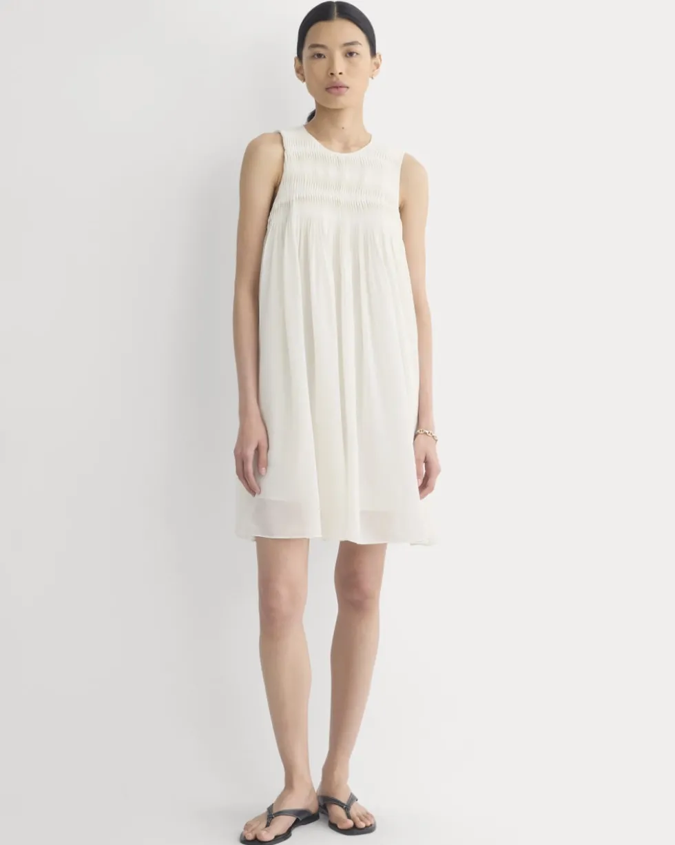 Twisted Pleated Mini Dress in Silk Georgette