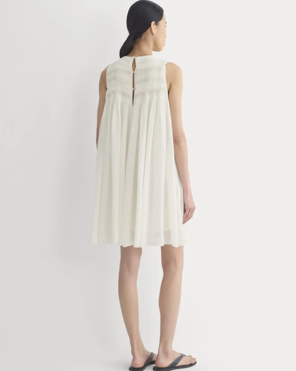 Twisted Pleated Mini Dress in Silk Georgette
