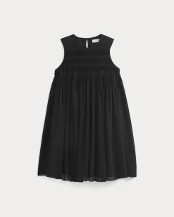 Twisted Pleated Mini Dress in Silk Georgette