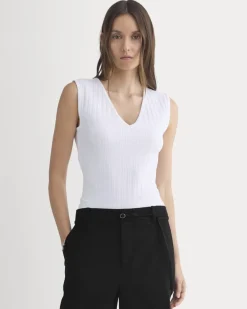V-Neck Tank in Pointelle