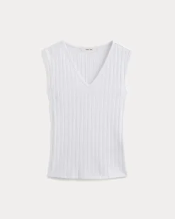 V-Neck Tank in Pointelle