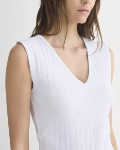 V-Neck Tank in Pointelle