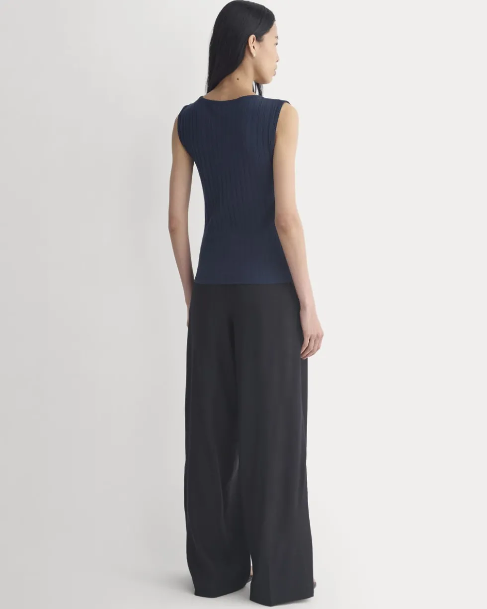 V-Neck Tank in Pointelle
