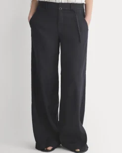 Wide-Leg Belted Pant in Stretch Linen