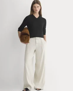 Wide-Leg Belted Pant in Stretch Linen