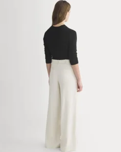Wide-Leg Belted Pant in Stretch Linen