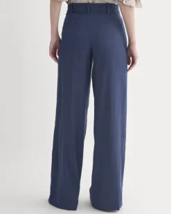 Wide-Leg Belted Pant in Stretch Linen