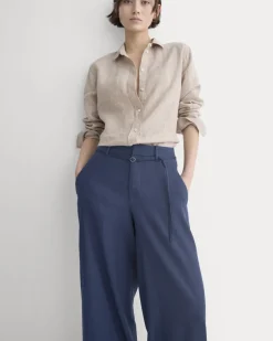 Wide-Leg Belted Pant in Stretch Linen