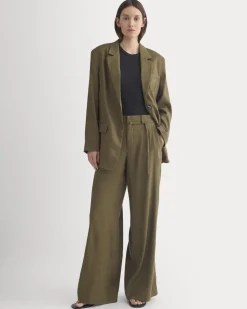 Wide-Leg Belted Pant in Stretch Linen