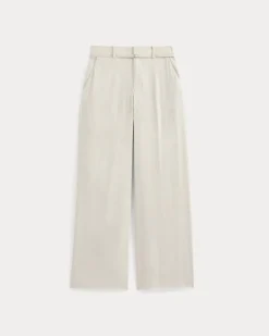 Wide-Leg Belted Pant in Stretch Linen