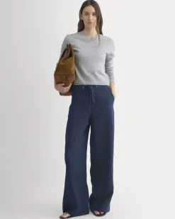 Wide-Leg Drawstring Pant in Linen