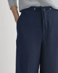 Wide-Leg Drawstring Pant in Linen
