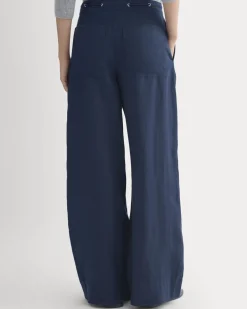 Wide-Leg Drawstring Pant in Linen