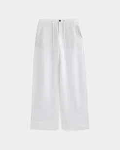 Wide-Leg Drawstring Pant in Linen