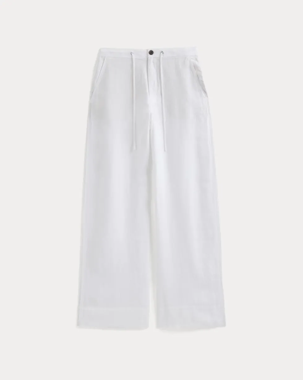 Wide-Leg Drawstring Pant in Linen