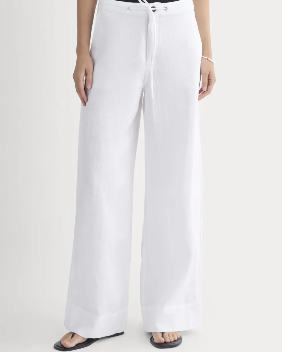 Wide-Leg Drawstring Pant in Linen
