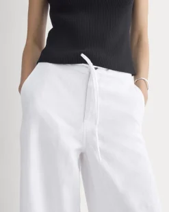 Wide-Leg Drawstring Pant in Linen