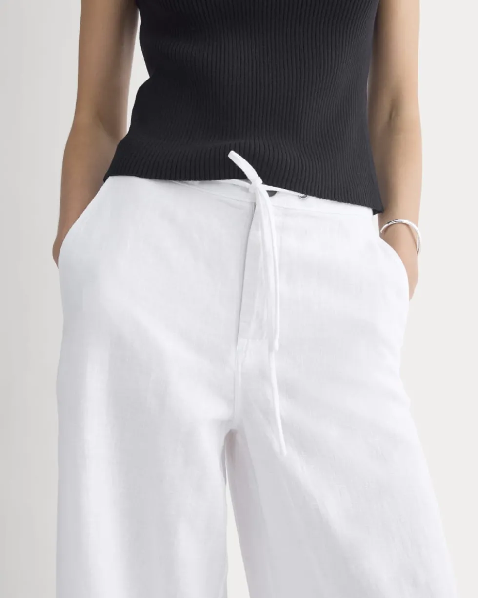 Wide-Leg Drawstring Pant in Linen