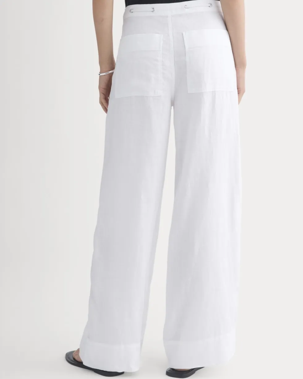 Wide-Leg Drawstring Pant in Linen