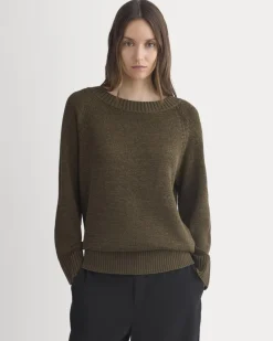 Wide-Neck Crew Sweater in Tape Yarn