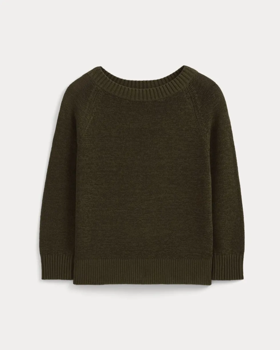 Wide-Neck Crew Sweater in Tape Yarn
