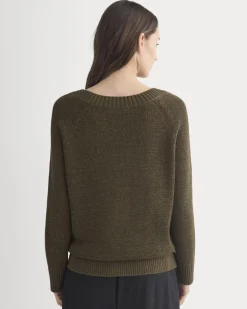 Wide-Neck Crew Sweater in Tape Yarn
