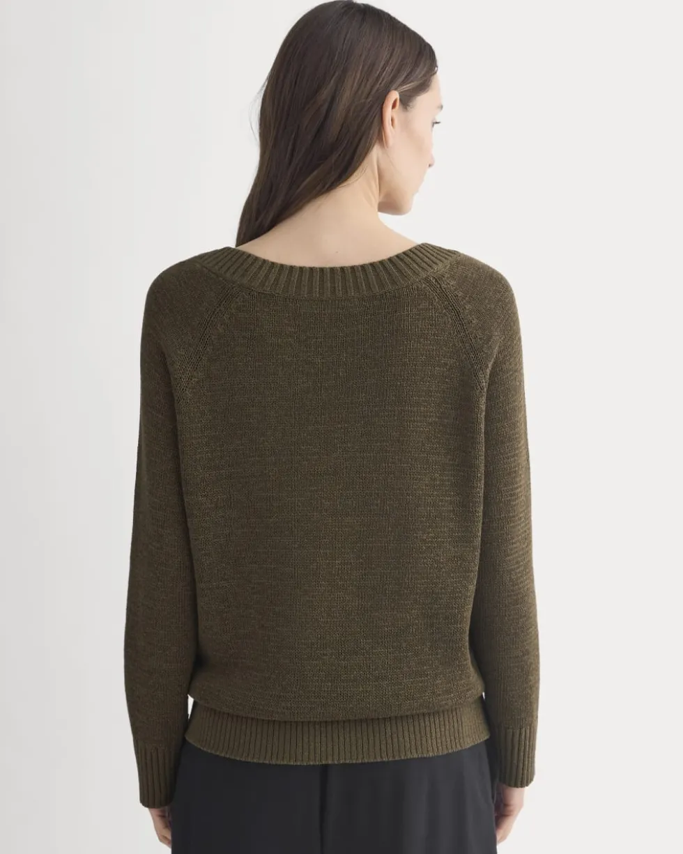 Wide-Neck Crew Sweater in Tape Yarn