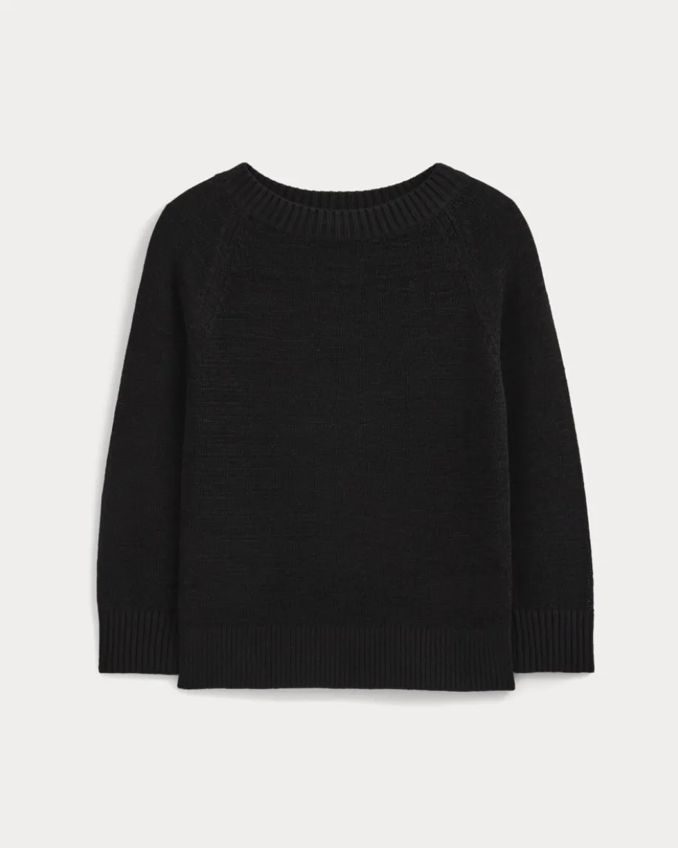 Wide-Neck Crew Sweater in Tape Yarn