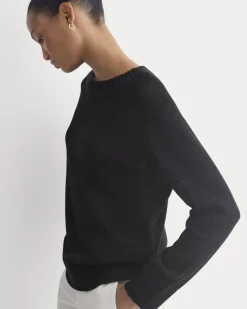 Wide-Neck Crew Sweater in Tape Yarn