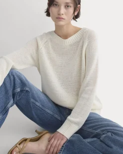 Wide-Neck Crew Sweater in Tape Yarn