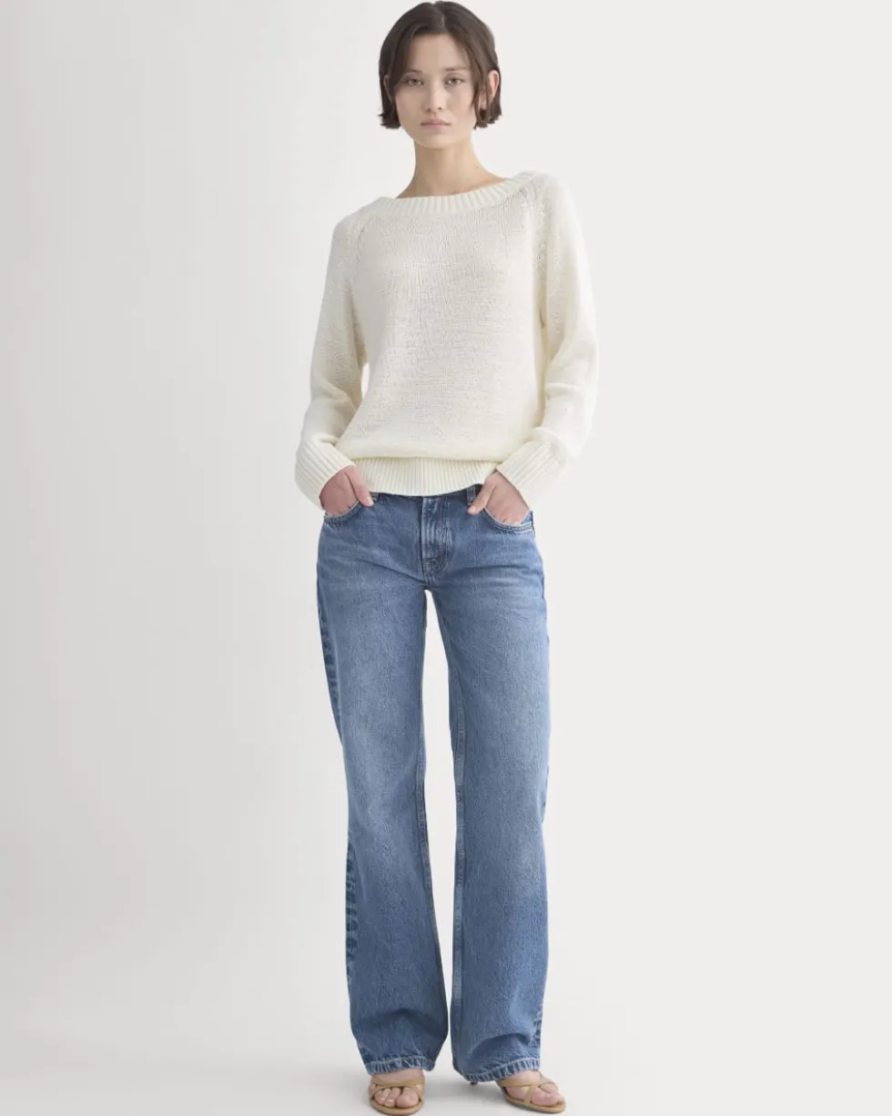 Wide-Neck Crew Sweater in Tape Yarn